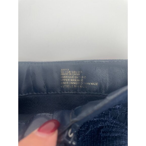 Knee-High Navy Blue Lace-Up High Boots Sz 7 Stiletto & Side Zipper Goth Witchy - Picture 14 of 16